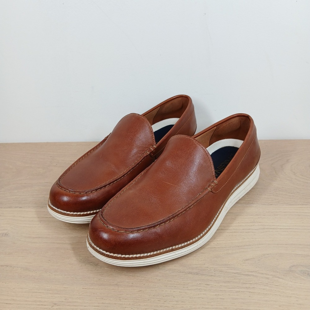 Cole Haan Loafers Mens 9.5 Brown Leather Grand OS Slip On Moc Toe Shoes
